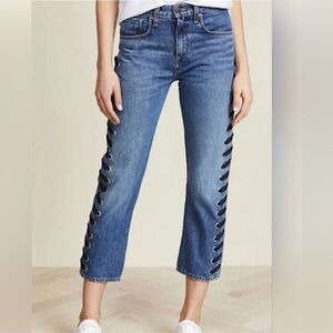 Veronica Beard Ines High Rise Cropped Girlfriend Straight Leg Jeans